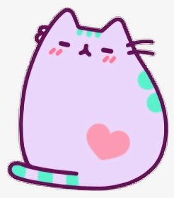Purple Pusheen Cat Kawaii Adorable Lilac Freetoedit, HD Png Download, Free Download