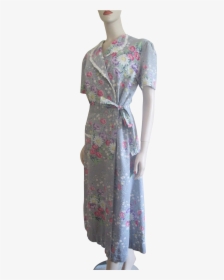 Feedsack Dress Vintage 1930s Grey Floral Lace Trim, HD Png Download, Free Download