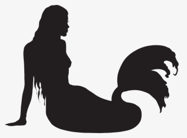 Mermaid Sitting Silhouette Png, Transparent Png, Free Download