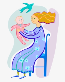 Vector Illustration Of Loving Parent Mother With Newborn, HD Png Download, Free Download