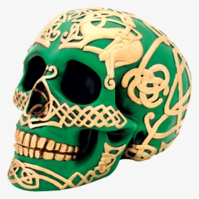 Green And Gold Celtic Skull Statue, HD Png Download, Free Download