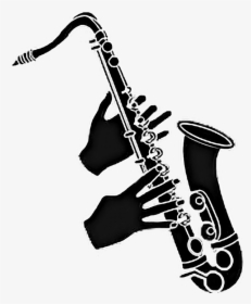 #saxophone #blackandwhite #silhouette #play #hands, HD Png Download, Free Download
