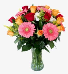 Florero Surtido Con Rosas Y Gerberas Florero Surtido, HD Png Download, Free Download