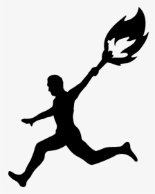 Olympic Torch Clipart - Man Running With Olympic Torch, HD Png Download, Free Download