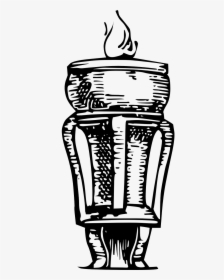 Torch Oil Lamp Flame - Gambar Obor Hitam Putih, HD Png Download, Free Download