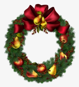 Christmas Clip Art - Transparent Background Christmas Wreath Art, HD Png Download, Free Download