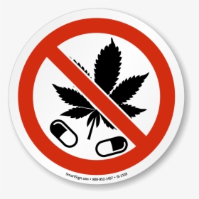 No Drugs Marijuana Leaf Iso Sign - Simbolo De No Drogas, HD Png Download, Free Download