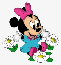 Baby Minnie Mouse Png - Minnie Mouse With Flowers, Transparent Png, Free Download