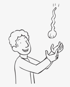 Man Catching A Ball Inside A Stocking In A Game Called - Line Art, HD Png Download, Free Download