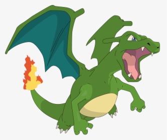 Green Dragon Charizard , - Charizard Fire Red Artwork, HD Png Download, Free Download