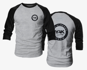 Yak Raglan 3 Quarter Sleeve T Shirt 1 Black Sport Gray - Sleeve, HD Png Download, Free Download
