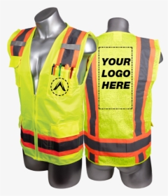 Custom Printed High Visibility Yellow Safety Surveyor - Vest, HD Png Download, Free Download