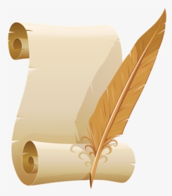 Scrolled Paper And Quill Pen Png Clipart Image - Fancy Pen And Paper Clipart, Transparent Png, Free Download