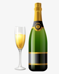 Champagne Bottle With Glass Png Clipart - Wine Png, Transparent Png, Free Download