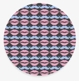 Girly Pink Hipster Mustache And Lips Round Coaster, HD Png Download, Free Download