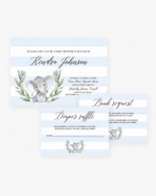 Elephant Themed Baby Shower Invitation Templates For, HD Png Download, Free Download