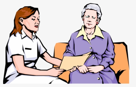 Vector Illustration Of Health Care Nurse With Elderly, HD Png Download, Free Download
