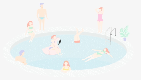 People In The Pool Illustration, HD Png Download, Free Download