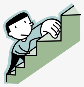 Vector Illustration Of Man Climbing Stairs To Achieve, HD Png Download, Free Download