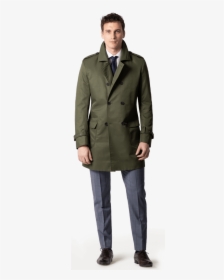 Green Double Breasted Trench Coat, HD Png Download, Free Download