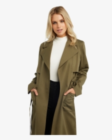 Trench Coat In Colour Burnt Olive, HD Png Download, Free Download