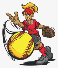 Softball Player Cartoon, HD Png Download, Free Download