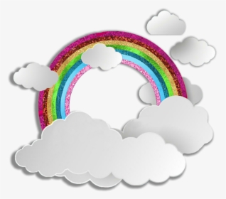 Rainbow Colorful Paperclouds Vector Glitter Weather, HD Png Download, Free Download