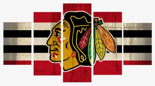 Hd Printed Chicago Blackhawks Hockey Logo 5 Pieces, HD Png Download, Free Download