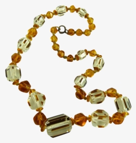 Vintage Art Deco Czech Bead Necklace Amber, HD Png Download, Free Download