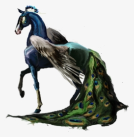 #beautiful #blue #peacock #horse #black #gray #fairytail, HD Png Download, Free Download