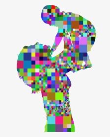 Prismatic Mosaic Mother And Baby Silhouette 4 Clip, HD Png Download, Free Download