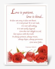 Wedding, Love Is Patient, Red Rose Greeting Card, HD Png Download, Free Download
