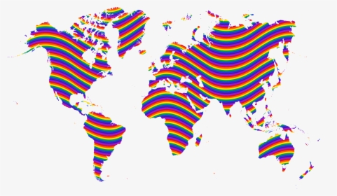 Rainbow Waves World Map Clip Arts, HD Png Download, Free Download