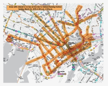 Map For The Oakland Running Festival Service Disruption, HD Png Download, Free Download