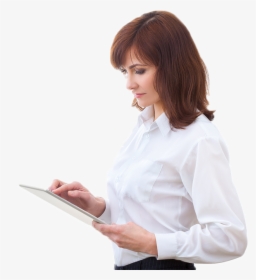 Woman With Tablet, HD Png Download, Free Download