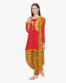Women Printed Patiala Suit With Shrug, HD Png Download, Free Download