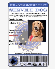 European Service Dog Id Front View, HD Png Download, Free Download
