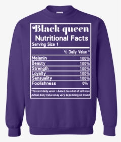 Black Queen Nutrition Facts Hoodie"  Class=, HD Png Download, Free Download
