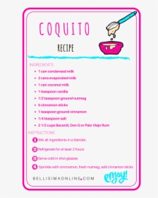 Graphic With Puerto Rican Coquito Recipe On It, HD Png Download, Free Download