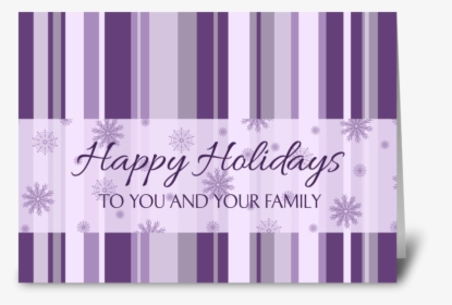 Happy Holiday Purple Stripes And Snow Greeting Card, HD Png Download, Free Download