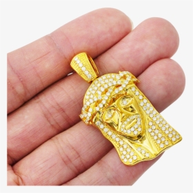10k Yellow Gold Jesus Diamond Head Pendant, HD Png Download, Free Download