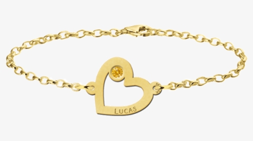 Gold Heart Bracelet With Stone, HD Png Download, Free Download