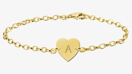 Golden Initial Bracelet Heart, HD Png Download, Free Download