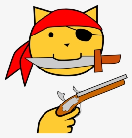 The Face Of An Orange Cartoon Cat Wearing A Bandana - Cartoon Cat With Knife, HD Png Download, Free Download