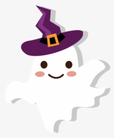 Ghost Witch Wizard Hat Cute Cartoon Halloween Trickortr - Ghost In Witch Hat Clipart, HD Png Download, Free Download