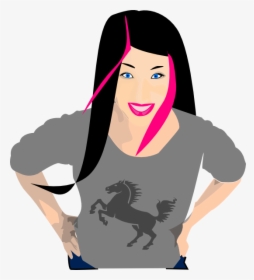 Transparent Pink Hair Png - Black Hair Mum Cartoon, Png Download, Free Download