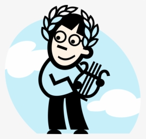 Vector Illustration Of Musician With Laurel Wreath - Person In Deep Thought, HD Png Download, Free Download