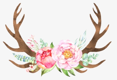 Deer Horns Png , Png Download - Antlers With Flowers Png, Transparent Png, Free Download