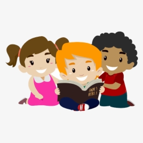 55395845 Vector Illustration Of Children Reading Bible - Niños Con Biblia Animado, HD Png Download, Free Download