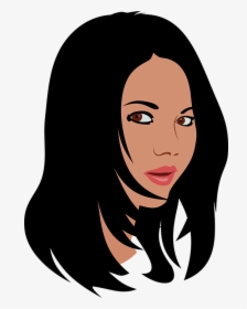 Woman, Black Hair, Long, Mouth Open, Brown Eyes - Cartoon Girl Black Hair, HD Png Download, Free Download